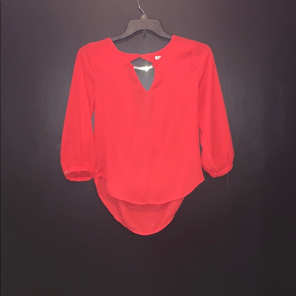 Coral Shirt with Gold Centerpiece